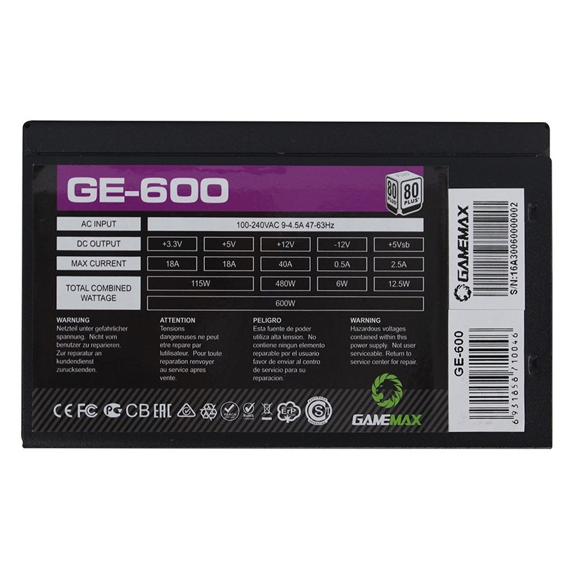 Sursă alimentare pc gamemax ge-600, 600w, atx, nemodular Gamemax la ...